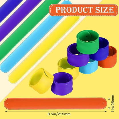 12 Pcs Silicone Slap Bracelets DIY Slap Bands Party Favors Bulk Blank Soft Wristband Wrist Snap Band for Craft Project DIY Painting Birthday Party Halloween Christmas