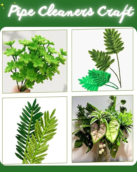 500 pcs Green Pipe Cleaners Craft(Diversified Accessories) - Fluffy Pipe Cleaners Green for Arts & Crafts, Ideal for Making Flowers, Animals & Decorations (12 x 0.24 inches),Chenille Stems