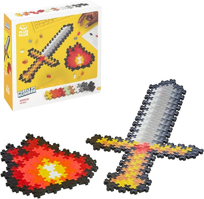 Plus Plus Puzzle by Number, 250 Piece Mini Interlocking Hashtag Color Blocks, 3D Pixel Art Kit for Kids - Adventure
