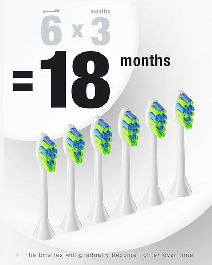 7AM2M Sonic Electric Toothbrush with 6 Brush Heads for Kids and Children, One Charge for 90 Days, Wireless Fast Charge, 5 Modes with 2 Minutes Build in Smart Timer, Electric Toothbrushes(White)