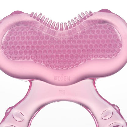 Nuby Silicone Teethe-eez Teether with Bristles, Includes Hygienic Case, Pink