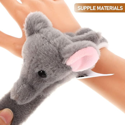 LOGOFUN 6Pcs Plush Animal Slap Bracelets Jungle Theme Slap Bands Birthday Party Favors for Kids