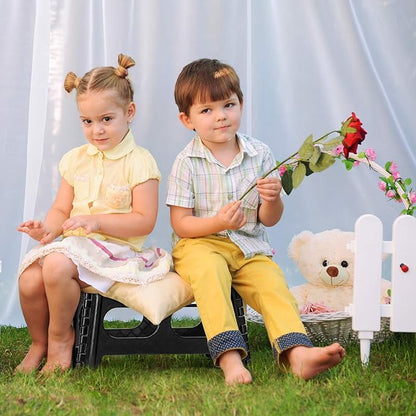 Delxo Folding Step Stool for Kids and Adults,15-Inch Extra Wide 9 Inch Height Heavy Duty Stepping Stool More Safe and Comfortable Non Slip Foldable Step Stool Black