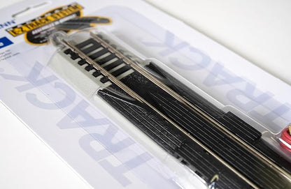 Bachmann Trains - Snap-Fit E-Z Track 9” Straight Terminal Rerailer w/Wire (1/card) - Nickel Silver Rail With Gray Roadbed - HO Scale