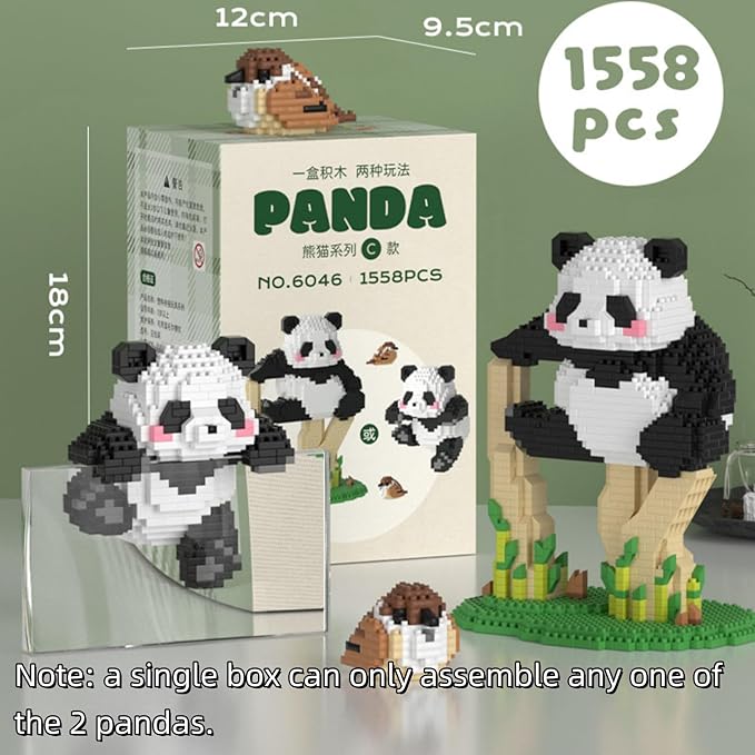 QMEAKMONY Mini Building Blocks Panda Sets Cute Micro Mini Panda Building Bricks for Adults Micro Nano Bricks Perfect Party Favors for Teenagers(1558 PCS)