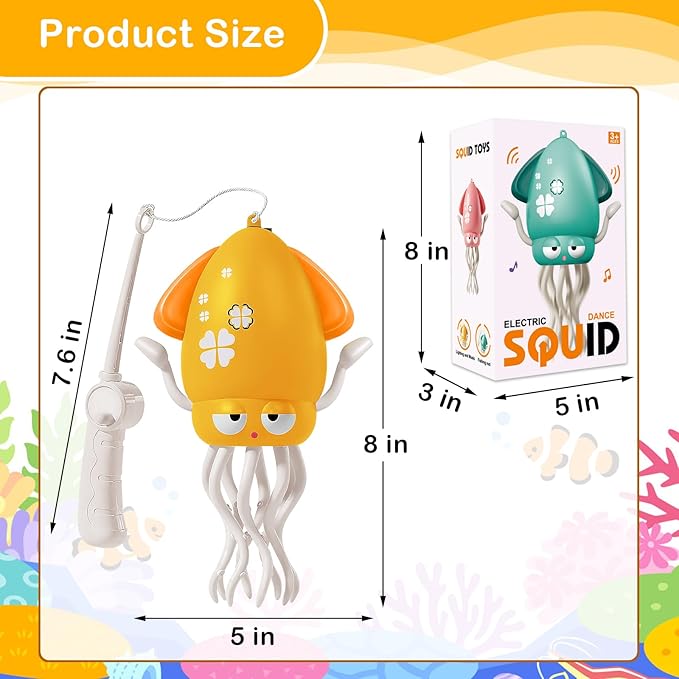Plnmlls Dancing Octopus Toy,Tummy Time Toys,with Music and LED Light,Built-in Rechargeable Battery and Volume Can be Turned Off for 6-12 12-18 36 Months Walking Toddler Birthday Gift(Amber)