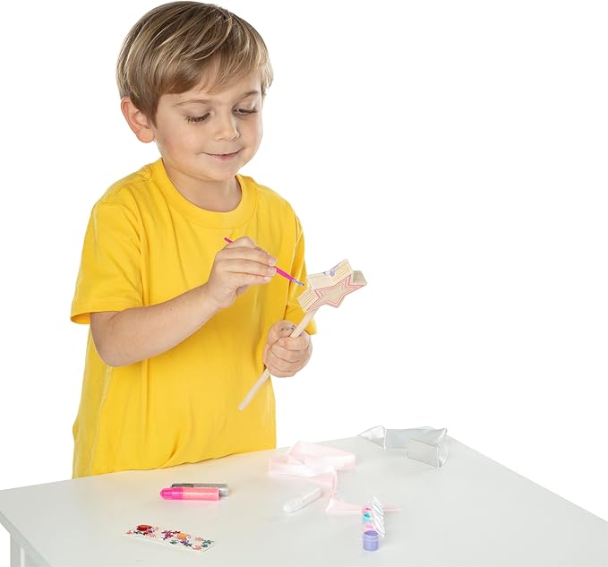 Melissa & Doug Created By Me Paint & Decorate Your Own Wooden Princess Wand Craft Kit, Pink Princess Crafts Great For Rainy Days, Toys For Kids Ages 4+