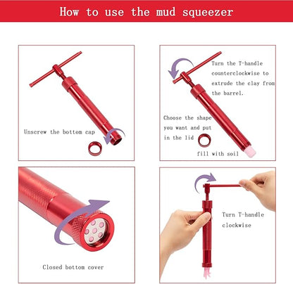 Stainless Steel Clay Extruder Sugar Paste Extruder Cake Fondant Decorating Tool Set Ceramics & Pottery Clay Extruders Mixers & Presses (Red)
