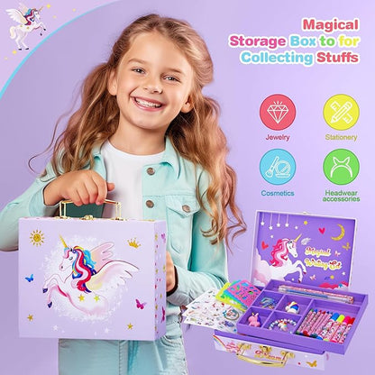 homicozy Art Supplies for Kids,66PCS Drawing Kits with Unicorn Storage Case for Girls Age 4-12,Coloring Art Case,Crayon,Colored Pencils,Coloring Book Sketch Book Drawing Stuff,Gift Toys for Girls 4 Up