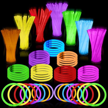 PartySticks Glow Sticks Party Supplies 800 pack - 8 Inch Glow in The Dark Light Up Sticks Party Favors, Glow Party Decorations, Neon Party Glow Necklaces and Glow Bracelets with Connectors