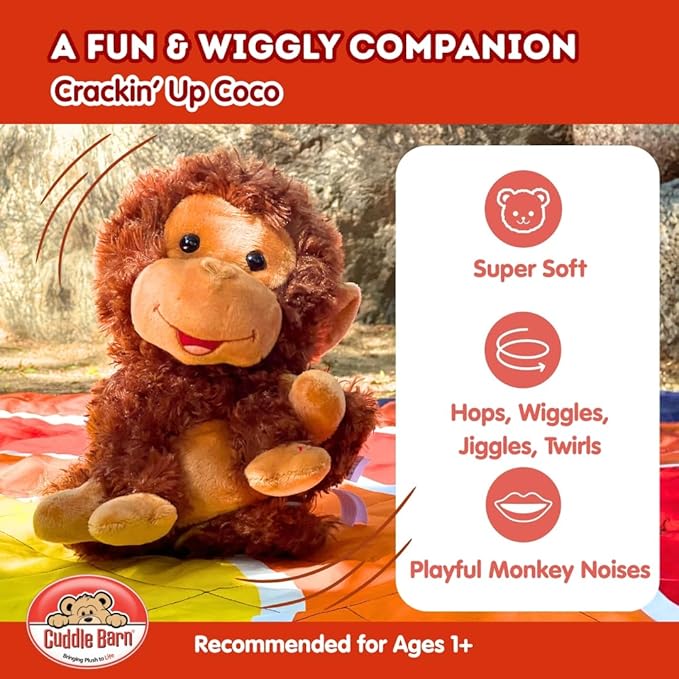 Cuddle Barn - Crackin' Up Coco | Super Soft Animated Twirling Moving Monkey Stuffed Animal Plush Toy | Spins Around Making Monkey Sounds | Great Gift for Toddlers and Kids Ages 1 and Over - 10 Inches