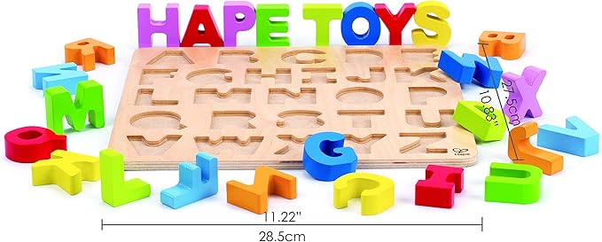 Hape Wooden Alphabet Puzzle| Wooden ABC Letters Colorful Educational Learning Puzzle Toy Board for Toddlers
