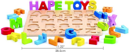 Hape Wooden Alphabet Puzzle| Wooden ABC Letters Colorful Educational Learning Puzzle Toy Board for Toddlers