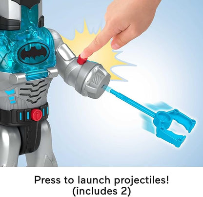 Fisher-Price Imaginext DC Super Friends Batman Toy Insider & Exo Suit 12-Inch Robot with Lights Sounds & Figure for Ages 3+ Years, Defender Grey