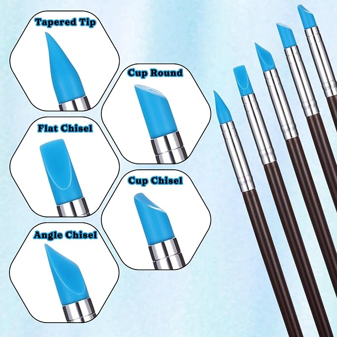 15 Pcs Clay Sculpting Tools Set Ceramic Ball Stylus Polymer Clay Tools Air Dry Clays Silicone Sculpting Tool for Carving, Dotting, Embossing, Shaping, Molding Nail Art