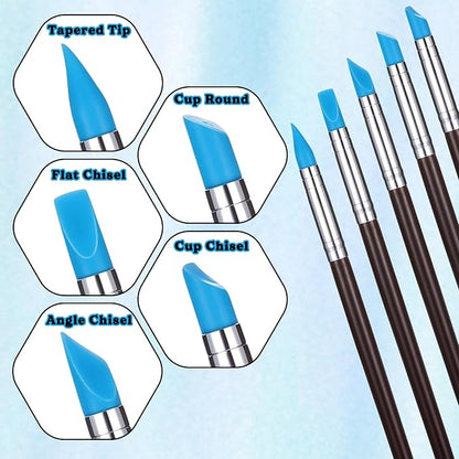 15 Pcs Clay Sculpting Tools Set Ceramic Ball Stylus Polymer Clay Tools Air Dry Clays Silicone Sculpting Tool for Carving, Dotting, Embossing, Shaping, Molding Nail Art