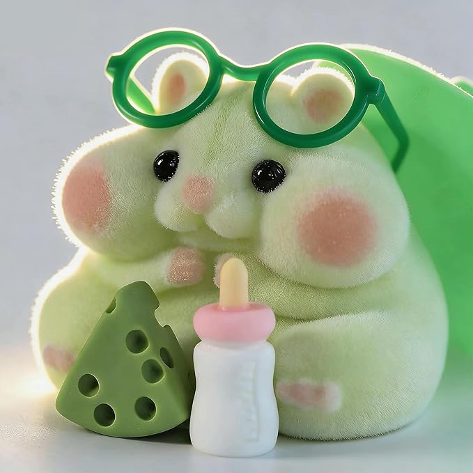 Handmade Taba Squishy Hamster Toy, Cute Squishy Hamster Fidget Toy, Soft Silicone Mochi Furry Toy, Stress Relief Gift for Adults & Kids, Sensory Anxiety Plushie (Green)