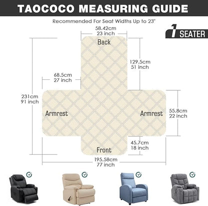TAOCOCO Non-Slip Recliner Chair Cover Sofa Slipcover, Pet Cover for Small Recliner Chair with Elastic Straps, Washable Reclining Chair Cover Recliner Furniture Protector (23'' Small, Dark Grey)