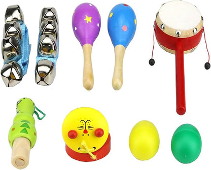 Toddler Musical Instruments, 9PCS Wooden Percussion Musical Instruments Toy Set for Kids Toddlers Preschool Educational Music Toys for Boys and Girls