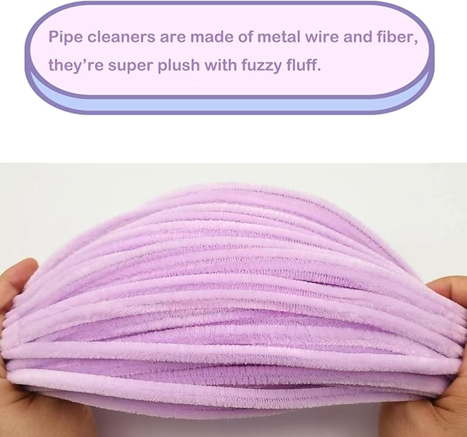 Cldamecy 100 pcs Light Purple Pipe Cleaners with 20 pcs Googly Eyes,Chenille Stems for Craft Project,Craft Pipe Cleaners for DIY Projects,Arts and Holiday Decoration