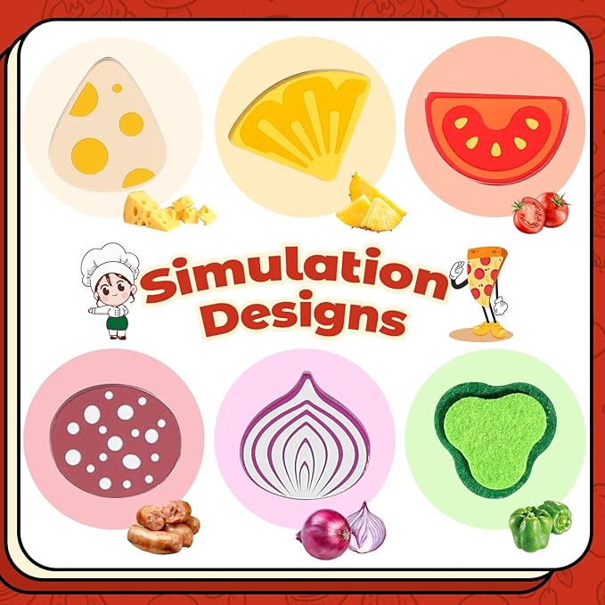 GAGAKU Wooden Pizza Toys for Kids 27Pcs Wood Cooking Toys Cutting Play Food Set for Toddlers Pretend Play Kitchen Accessories Toys for Toddlers Aged 3-8, for Boys and Girls