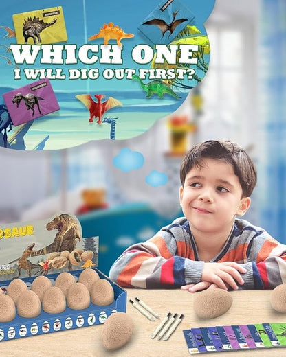 12 Unique Dinosaur Eggs, Dinosaur Eggs Excavation/Eggs with Toys for Kids 3-5 5-7 8-12, Dinosaur Fossil Eggs - Archaeology STEM Crafts Birthday for Boys & Girls