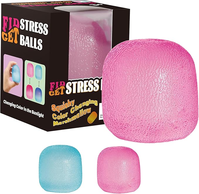 Fidget Toys Stress Balls for Kids & Adults - Changes Color in The Sun - Malt Sugar Squishy Fidget Toys - Slow Rise Gel Ball - Stretchy Squeeze Stress Relief Balls for Anxiety