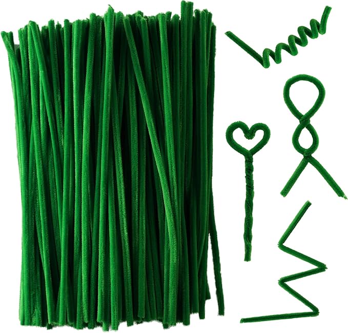 Qirimoi Green Pipe Cleaners Craft Pipe Cleaners Bulk Pipecleaners Crafts Supplies，200Pcs Green