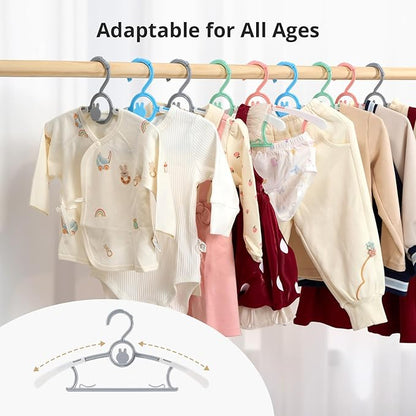 80 Pack Baby Closet Hangers Kids Clothes Hangers Adjustable (Mix Colors) with Windproof Buckles, Extendable 11"-14" Baby Hangers for Kids Child Newborn Toddler Stackable & Space-Saving
