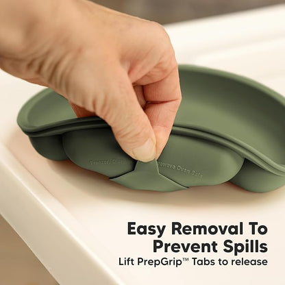 KeaBabies Suction Plates for Baby, Toddler - 3-Pack 100% Silicone Toddler Plates, Divided Baby Plates with Suction, Silicone Plates for Baby, Kids, BPA-Free, Microwave, Dishwasher Safe (Slate)