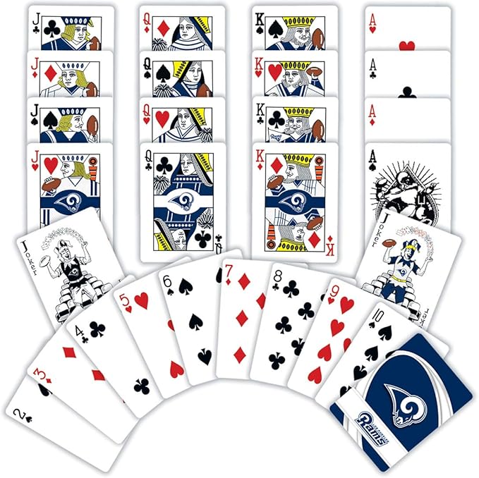 MasterPieces - NFL Playing Cards, Officially Licensed Los Angeles Rams Football Deck, Family Games for Adults and Kids, Standard Index