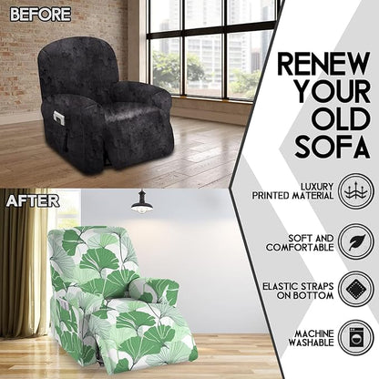 CRFATOP Printed Recliner Slipcover Stretch Reclining Chair Covers 4 Pieces Non Slip Recliner Sofa Slipcovers with Pocket Fitted Sofa Couch Cover Lazy Boy Chair Cover for Pet Kid Living Room,20