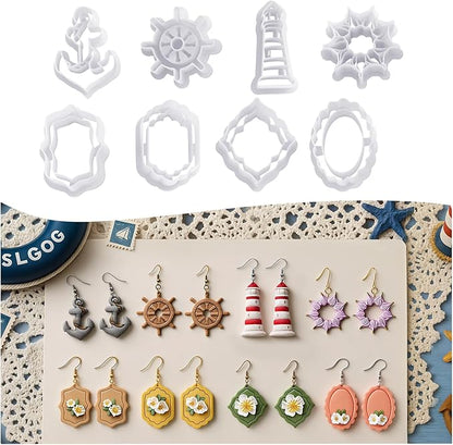 8 Pcs Summer Ocean Sailing Adventure Theme Polymer Clay Cutters，Adventure & Geometric Polymer Clay Cutters - Xmas Gift for Friends & Adventure Lovers,