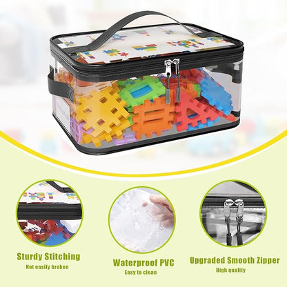 8 Packs Large Toy Storage Bags with Labels, Reusable Clear PVC Board Game Storage, Travel Waterproof Toy Organizer Bags with Name Tag and Manual Pocket for Building Blocks, Puzzle, Kids Books(L, XL)
