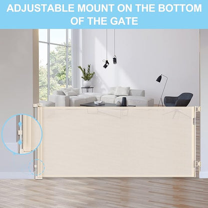 80 Inch Extra Wide Retractable Baby Gate for Large Openings,Retractable Baby Gate Safety Mesh Gate,Extra Long Dog Gates for Indoor/Outdoor,Doorways,Stairs,Hallways (Beige)
