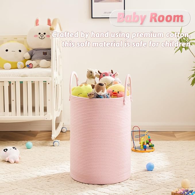 Artfeel Laundry Basket,Woven Cotton Rope Laundry Hamper,40L for Decorative Storage of Dirty Clothes,Toys and Blankets in Bathroom,Baby Room and Living Room