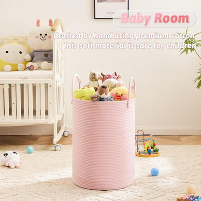 Artfeel Laundry Basket,Woven Cotton Rope Laundry Hamper,40L for Decorative Storage of Dirty Clothes,Toys and Blankets in Bathroom,Baby Room and Living Room