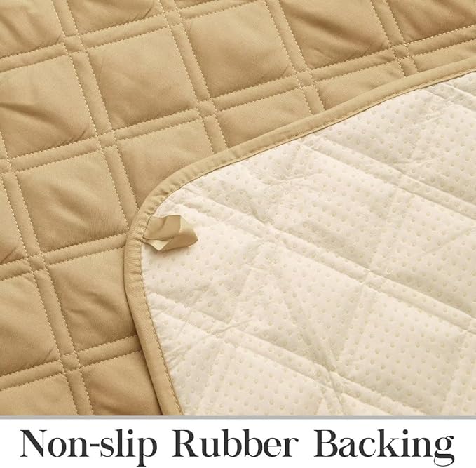 TOMORO Non-Slip Oversized Recliner Cover, 100% Waterproof Quilted Recliner Chair Slipcover Furniture Protector with Pockets, Washable Couch Cover with Elastic Straps for Kids and Pets
