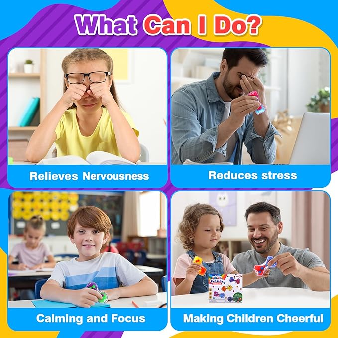 Sensory Fidget Toys for Kids Toddler: 4 Pack Color Sorting Sensory Toys for Autism - Squeeze Calming Toys for Toddler Girls Boys - Quiet Fidget Toys for Student Classroom - Goodie Bags Stuffers