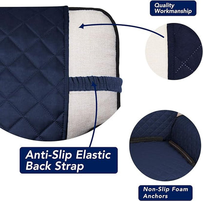 PureFit Reversible Quilted Sofa Cover, Water Resistant Slipcover Furniture Protector, Washable Couch Cover with Non Slip and Elastic Straps for Kids, Dogs, Pets (Chair, Navy/Ivory)
