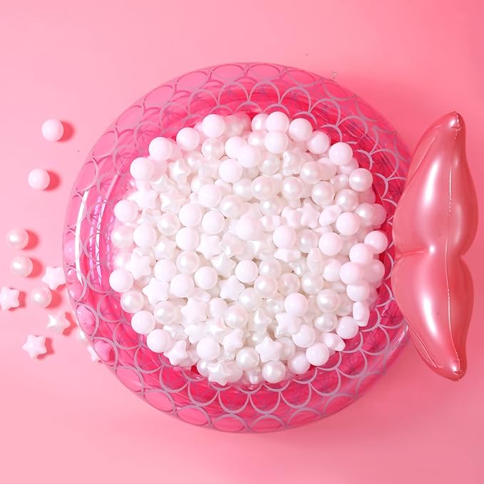 GOGOSO White Ball Pit Balls with Star Balls - Crushproof Plastic Balls for Babies Toddlers Kids Children for 1 2 3 4 5 Years Old,Friendship Bracelet,2.15inches 100pcs