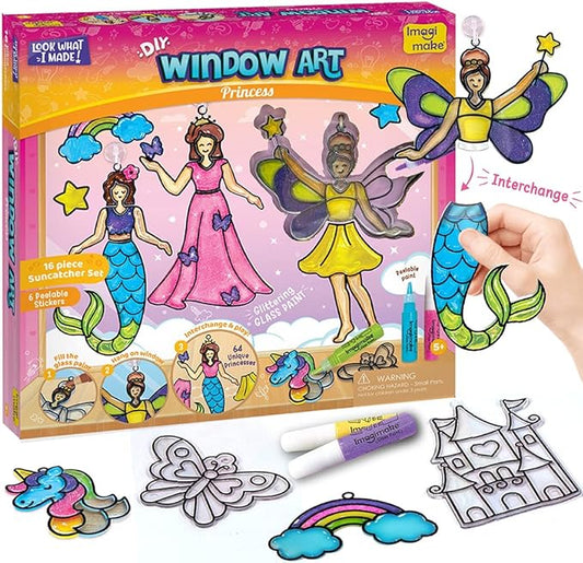 Imagimake Window Art Princess | Suncatcher Kit | Arts and Crafts for Kids Ages 8-12 | Girls Toys Age 6-8 | Unicorn Gifts for Girls Age 6-8 | 5 Year Old Girl Gift