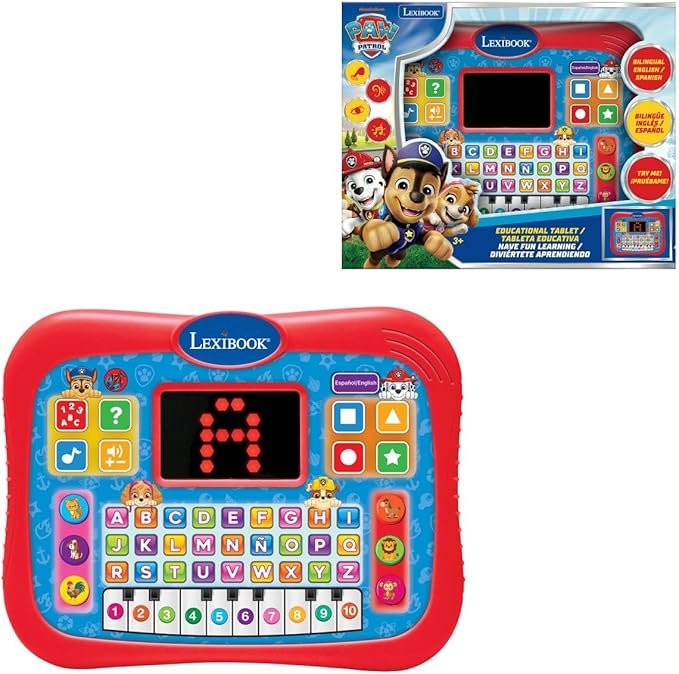 LEXiBOOK, Bilingual Talking Tablet Paw Patrol with Touch Keys, Red Blue, JCPAD007PAi2