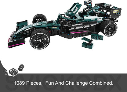 F1 Racing car technic Building Sets,Formula 1 Model Cars ，1：12 MOC Sports car Building Blocks,Collectible Kits for Kids 8+ and Adults （Green）(1089 Pieces Bricks)