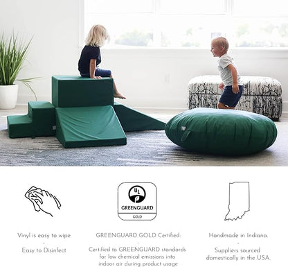 foamnasium Large Block, Indoor Foam Playset, Soft Toddler and Active Kids Play Foam Block for Crawling, Climbing, and Jumping, Made in The US, Enhanced Emerald