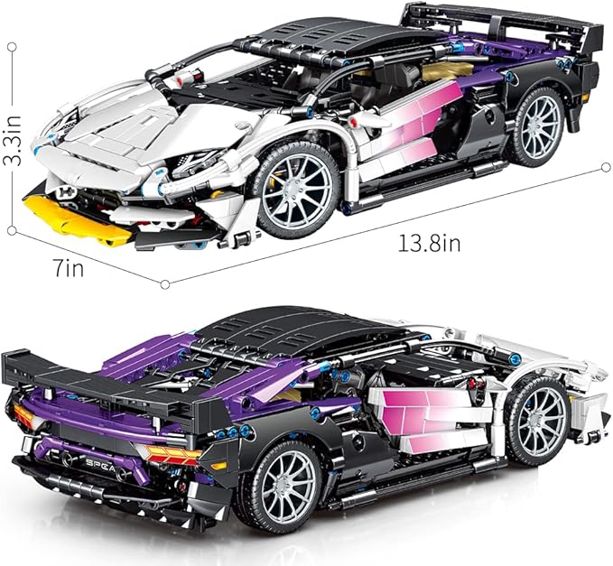 Mesiondy Building Blocks Toys Adults Kits, 1:14 MOC Building Set Sports Raceing Car Model for Boys Age 12-16 8-14，(1337 Pieces)