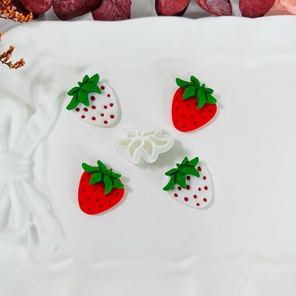 Xaekicr 2 Pcs Strawberry Polymer Clay Cutters Set – Cute Heart Clay Cutters & Texture Molds for Earrings Making, Clay Tools for DIY Polymer Clay Jewelry