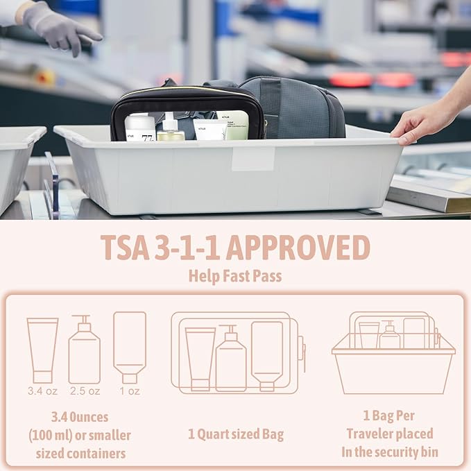 YOPCDJ 3PCS Clear Toiletry Bag,TSA Approved Travel Makeup Pouch with Zipper for Cosmetics and Toiletries，Diaper Bag Organizer Pouch Set,Women's Purse Organizer and Clear Car Bag