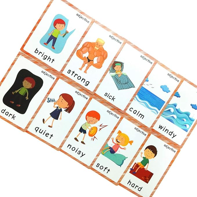 Set of Adjective&Antonym and Insect Flash Cards for Toddlers |Kids Learning Flashcard & Montessori Pocket Cards Toys | Perfect for Pre-K Decor Background Wall Stickers, Teacher/Autism Therapists Tools