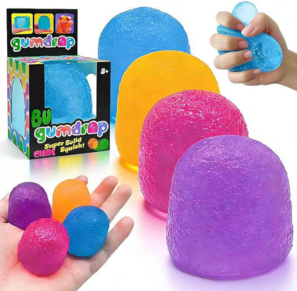 4 Pcs Squishy Fidget Toys Stress for Kids and Adults, Super Solid Squeeze Ball, Sensory for Stress Relief, Birthday, Easter Basket Stuffers and Party Favors